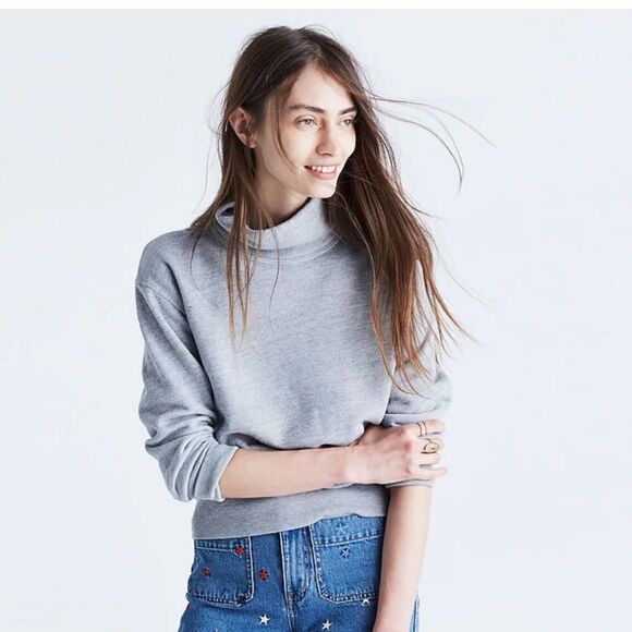 Madewell Rivet & Thread Gray Turtleneck Sweatshirt Women’s Size Small USA Made - Picture 1 of 10